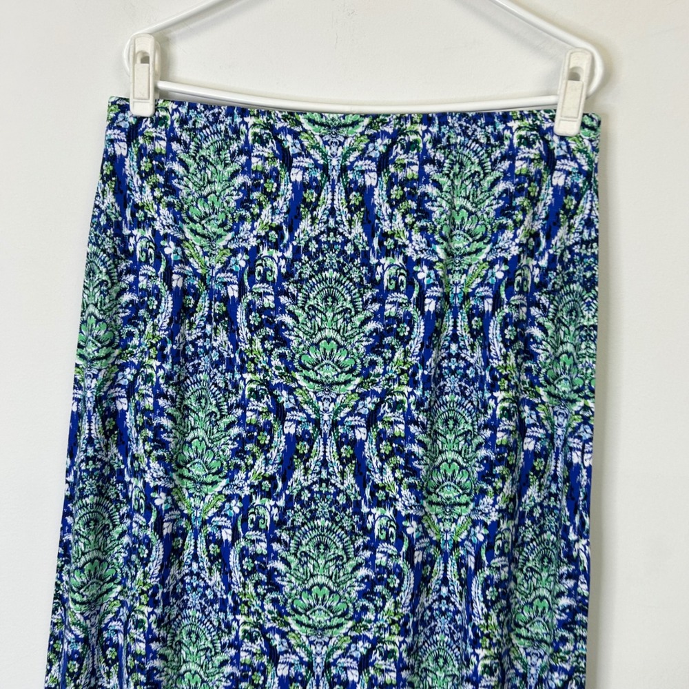 NEW J Jill Maxi Skirt Women's Size Medium Pull On Blue Paisley Tropical Vacation - Picture 7 of 8